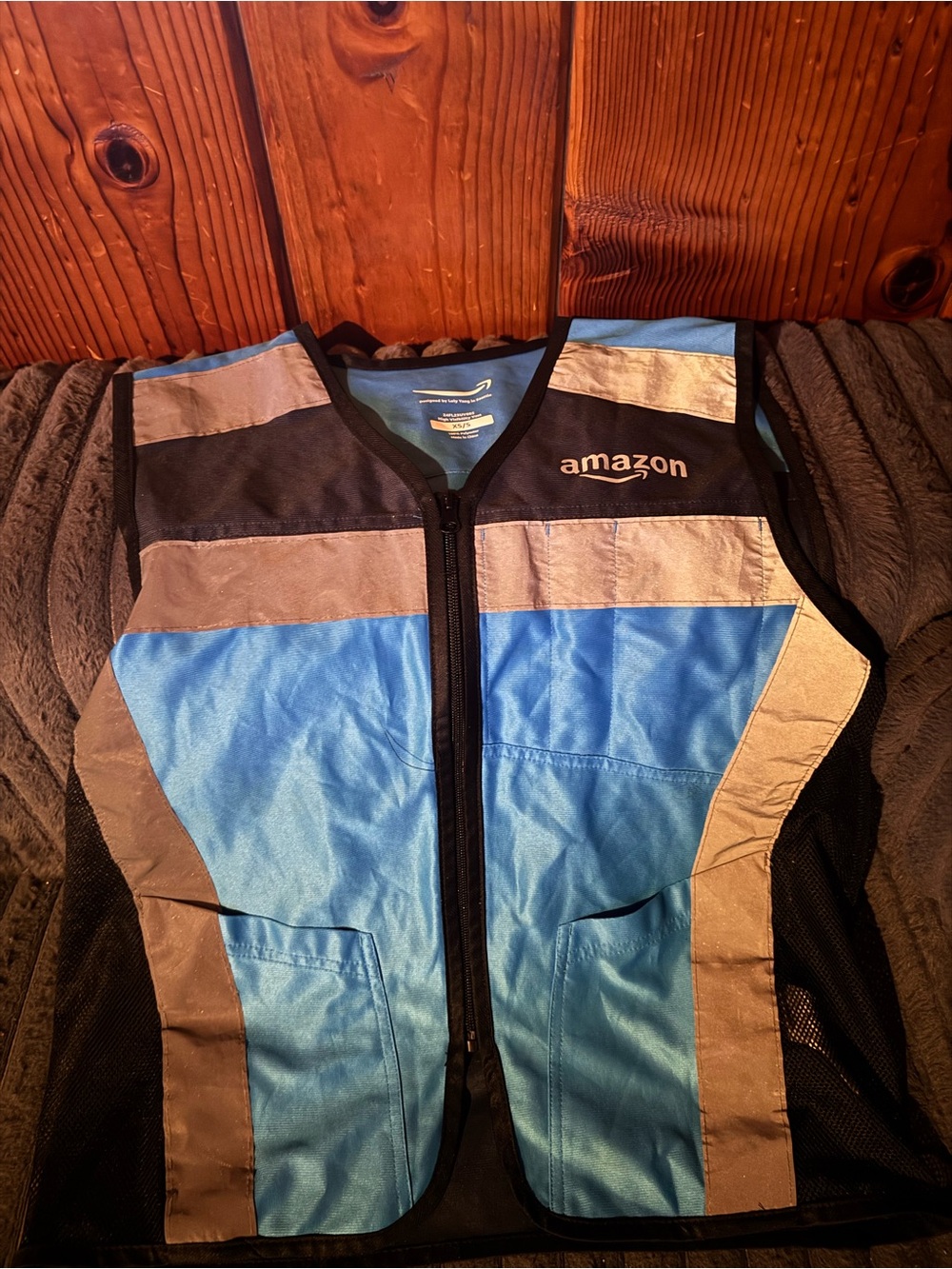Amazon Kids' Blue and Gray Reflective Zip-Up One-Piece Vest